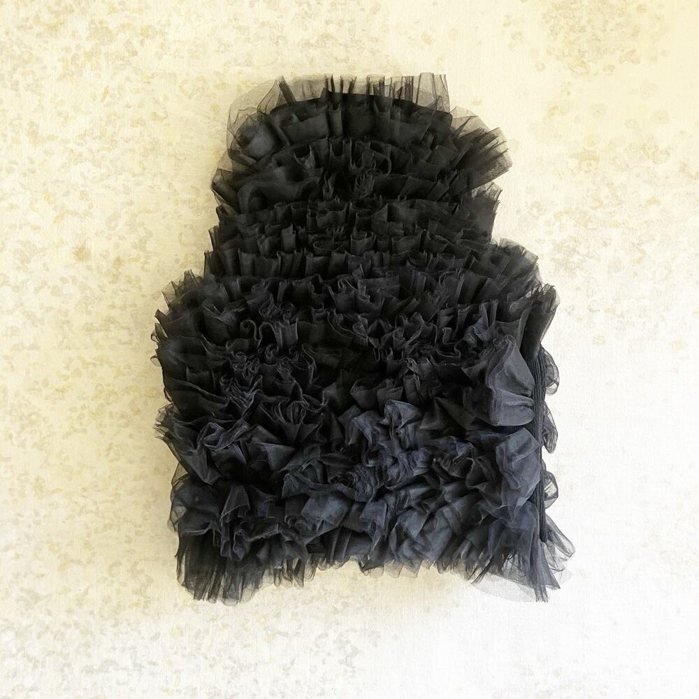NWT Zara Small Tulle Knit Halter Top Black Ruffle Dressy Party Whimsigoth - Picture 5 of 11